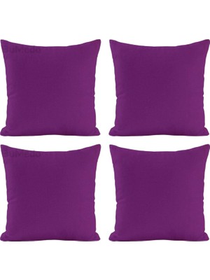 Tr Soho Kumaş Dekoratif Kırlent Yastık Kılıfı - 42 x 42 cm (4, Mor)