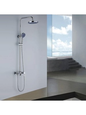 Robot Tepe Duş Seti Takımı Shower Yağmurlama Yuvarlak Banyo Masaj Duş Başlığı Sistemi Mor Krom