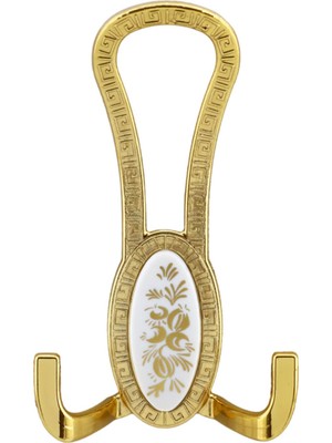 BADEM10 Palmira Portmanto Vestiyer Duvar Askısı Metal Dolap Elbise Askılığı Gold Beyaz Desenli (4 Adet)