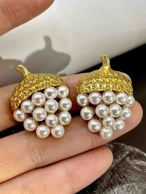 Ay Işığı Kadın Incili Gold Çelik Küpe