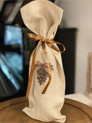 Maison Luré Kozalak Desenli Şişe Kılıfı Şaraplık & Servis Arabası