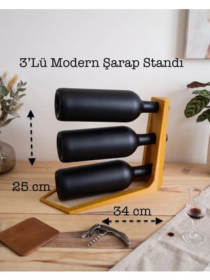 Maison Luré 3'lü Şarap Standı Rafı - Masa Üstü Şaraplık 25X34 cm Gold Şaraplık & Servis Arabası