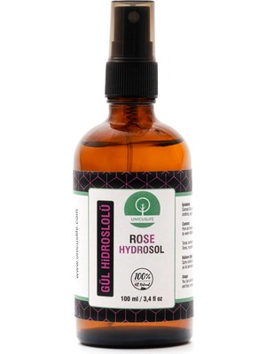 Unicuslife% 100 Saf Doğal Gül Hidrosolü 100 ml (Gül Suyu)