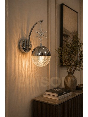 Edison Duvar Apliği LED Gümüş Modern Küre Tasarım 3 Renkli Dekoratif Şık Aydınlatma Modeli Gümüş