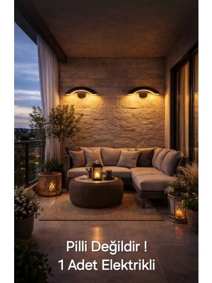 Edison Dekoratif Sensörlü Yarım Ay LED Aplik / Duvar Aydınlatması / Modern Tasarım Siyah