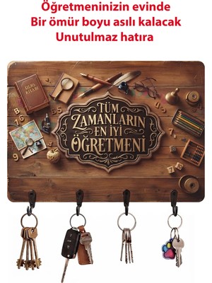 Time in a Tin Öğretmenler Günü Hediyesi - Mdf Duvar Anahtar Askısı - Öğretmenlere Özel Hatıra Anahtar Askısı