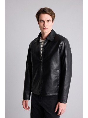 Defacto Erkek  Deri Mont ve Ceket E8888AX/BK27 Black