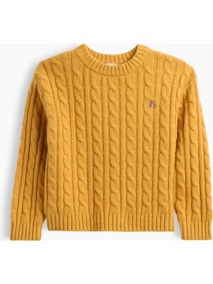 Gap Erkek Bebek Sarı Cashsoft Cable-Knit Kazak