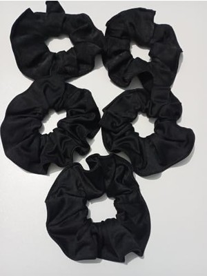 Ertürk Store Büyük Boy Siyah Saten Kumaş Simit Saç Tokası, 5 Adet