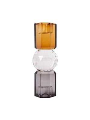 Ertürk Store Kristal Mum Tutucu, Kahverengi, Şeffaf, Füme 16,5x6 cm