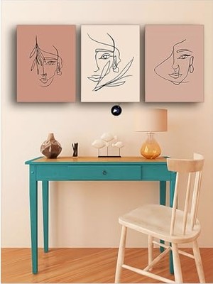 Ertürk Store PSTER21097 Soyut Kadın Yüzleri-2 Üçlü Kanvas Tablo Seti, Premium 3'lü Canvas, 3 Parçalı Duvar Tablosu 21 x 30