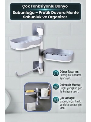 Maison Luré Duvara Monte Sabunluk ve Organizer Banyo Askısı