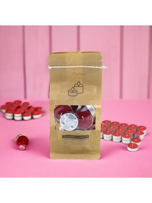 Ertürk Store Kırmızı Çilek Kokulu Tealight Mum, 200 G; Fitilli Şamdan Mumu