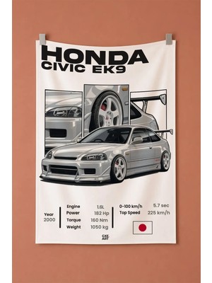 Honda Civic Ek9 Dekoratif Duvar Örtüsü Duvar Halısı
