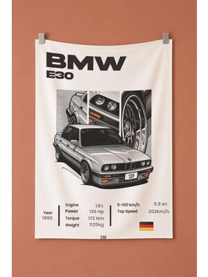 Bmw E30 Piksel Dekoratif Duvar Örtüsü Duvar Halısı
