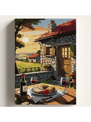 Ertürk Store Sayılarla Boyama Tuval Hobi Seti Mahsen Şarap Temalı Fırça ve Boya Dahil Set (Çıtalı) 50X70 cm Kendin Yap Sayılarla Tuval Boya Kiti (Kasnaklı)