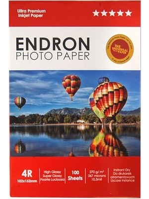 Ertürk Store 10 x 15 cm 4r 102X152 mm 270 G 100 Adet Ultra Premium Parlak Inkjet Fotoğraf Kağıdı