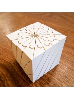 3D Baskı Twisting Küp - Mekanik Dönen Bulmaca Küpü-Beyaz