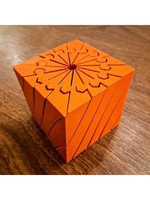 3D Baskı Twisting Küp - Mekanik Dönen Bulmaca Küpü-Turuncu