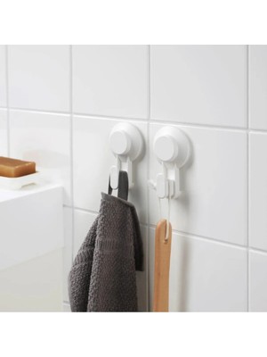 Maison Luré 2'li Vantuzlu Montaj Gerektirmeyen Beyaz Havlu Askısı Banyo Askısı 2 Adet