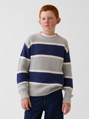 Gap Erkek Çocuk Gri %100 Pamuk Relaxed Shaker Kazak