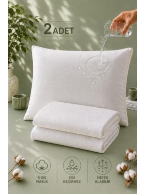 Ertürk Store Pamukkale Sıvı Geçirmez Yastık Alezi 2'li %100 Pamuk 50X70