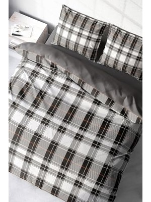 Ertürk Store %100 Pamuk Saten Çift Kişilik Nevresim Takımı Grey Ekose, MONOHOME36263