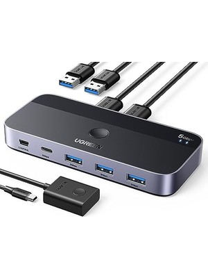 Ertürk Store USB Anahtarı 2pc 3.0 Switcher C 2'si 4 Çıkışlı, Masaüstü Denetleyicisi Kvm 2 A'dan A'ya Kablolu Alüminyum Muhafaza