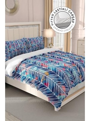 Ertürk Store %100 Pamuk Saten Çift Kişilik Nevresim Takımı Blue Pattern, MONOHOME33156