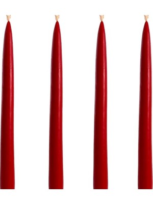 Ertürk Store Balmumu Mum 4 Adet, 25 cm Boy, 2 cm Kalınlık, Kırmızı