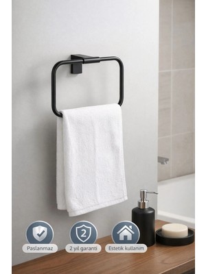 Maison Luré Paslanmaz Siyah Havluluk Banyo Askısı