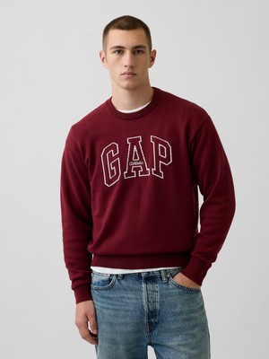 Gap Erkek Koyu Kırmızı Relaxed Gap Logo Intarsia Kazak