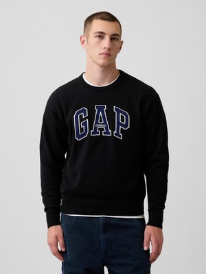 Gap Erkek Siyah Relaxed Gap Logo Intarsia Kazak