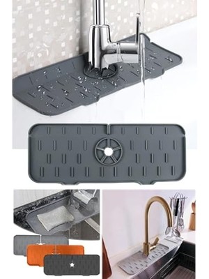 Ertürk Store Silikon Tezgah Sıçrama Koruyucu Musluk Altı Lavabo Tahliye Ped Sabunluk Mutfak Banyo