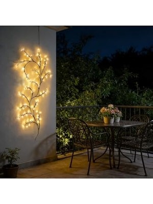Ertürk Store Gaman 96 LED Güneş Enerjili Dış Mekan Dekoratif Balkon, Veranda, Bahçe Için Sıcak Sarı Sarmaşık LED Lamba