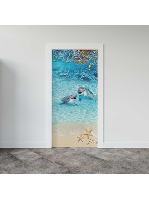 Ertürk Store Yunus Balığı ve Deniz Desenli Kapı Giydirme Sticker Folyosu