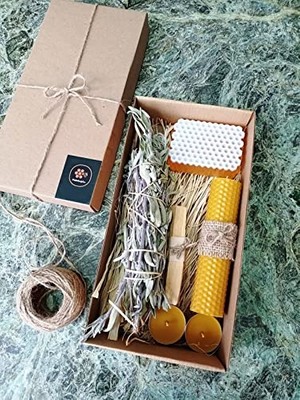 Ertürk Store Sertifikalı Palo Santo, Adaçayı Tütsüsü, Ballı Sabun ve Tealight Balmumu Mum Seti
