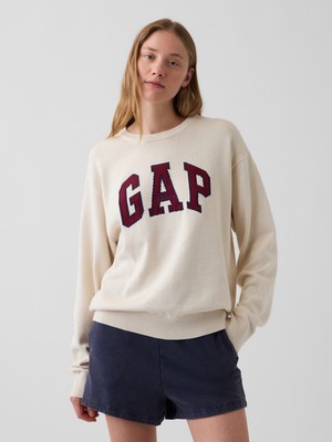 Gap Erkek Krem Relaxed Gap Logo Intarsia Kazak