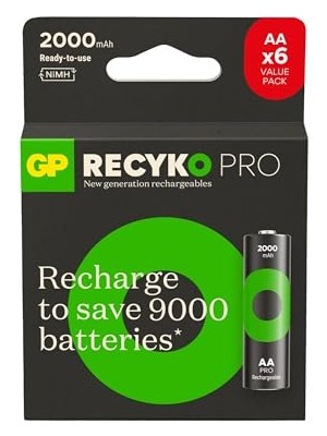 Ertürk Store Recyko Pro Aa Kalem Ni-Mh Şarjlı Pil, 1.2 V, 6'lı Kart