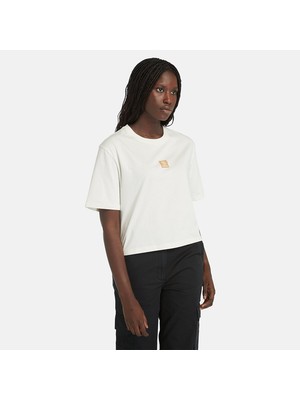 Timberland Stack Logo Short-Sleeve Tee Kadin Ekru Tshirt TB0A5RZXCM91