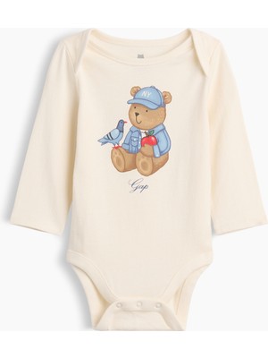 Gap Bebek Ekru First Favorites Organik Pamuk Grafik Baskılı Bodysuit