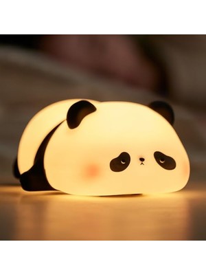 Ertürk Store Çocuk Gece Lambası; Panda Gece Lambası, 3 Işık Modu, Kısılabilir, Zamanlayıcılı, Dokunmatik Kontrollü Silikon Gece Lambası, Bebek, USB ile Şarj Edilebilir, Panda Lambası, Sevimli Gece Lambası