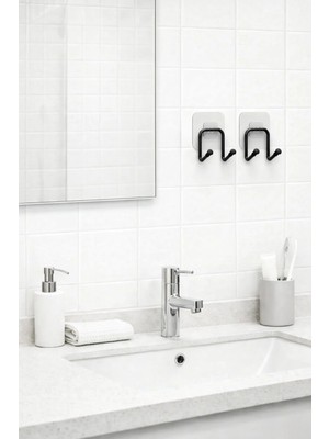 Maison Luré 2 Adet Çift Kancalı Yapışkanlı Banyo Mutfak Askısı Banyo Askısı