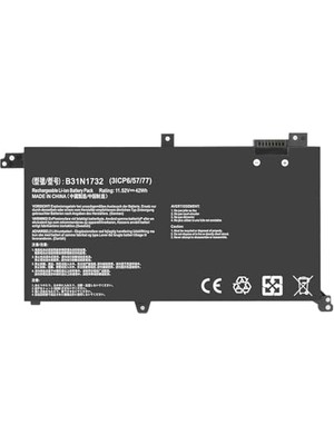 Ertürk Store B31N1732 Asus Vivobook S14 S430FA S430FN S430UA S430UAN S430UN S430UF K430F K430FA V430U X430U X430UA X430UN X430UF Uyumlu Pil, Fn Fx5 71GT FX571LH F571GD (11,52 V/42 Wh)