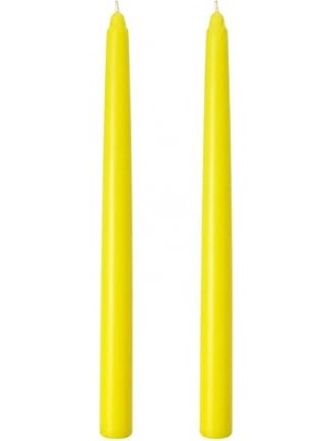 Ertürk Store 2'li Sarı Şamdan Mum Seti 25 Cm, Dekoratif Ince Şamdan Mum, Kokusuz Parafin Wax, %100 Pamuk Fitil, El Döküm, ~10 Saat