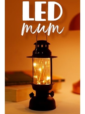 Ertürk Store Siyah Yapay Dekoratif LED Mum, Pil Dahil, Dumansız Alev, Kamp Lambası Tipi, PT437