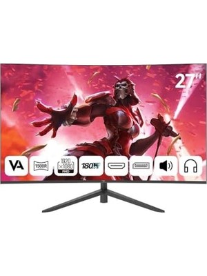 Ertürk Store MD270K-V 27 Inç Kavisli Va Gaming Monitör, Fhd, 180Hz, Siyah