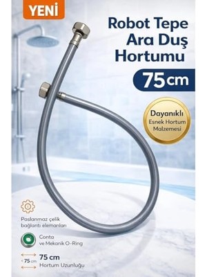 Ertürk Store 75 cm Esnek Ara Bağlantı Duş Hortumu, Pirinç Somun ve Sızdırmaz Conta