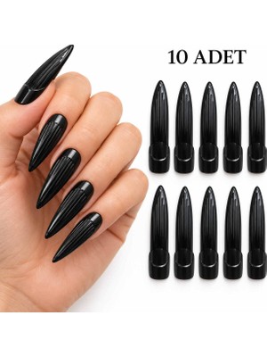 Mustran Siyah Plastik Cadı Takma Tırnak 10’lu Set