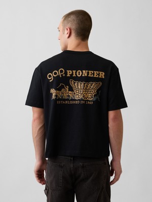 Gap Erkek Siyah Heavyweight Gap Grafik Baskılı T-Shirt